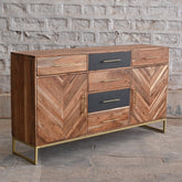 Clovelly Designer Six-Drawer & Two-Door Solid Acacia Sideboard Buffet